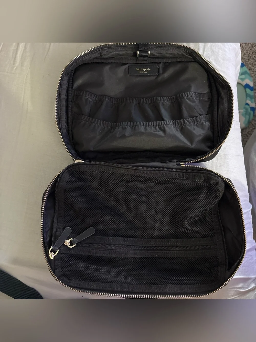 Kate Spade Black Travel Toiletry Bag with Logo